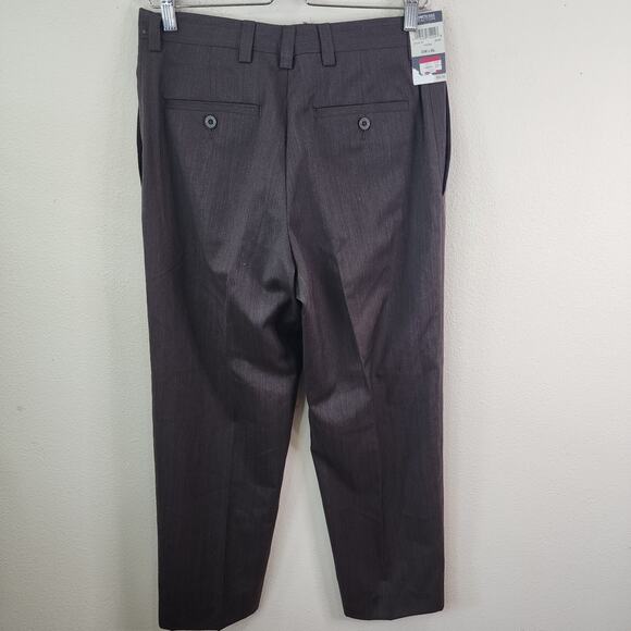 Kenneth Cole Reaction Wool Stop Blend Brown 32x28 Dress Pants Flat Front New - Picture 3 of 8